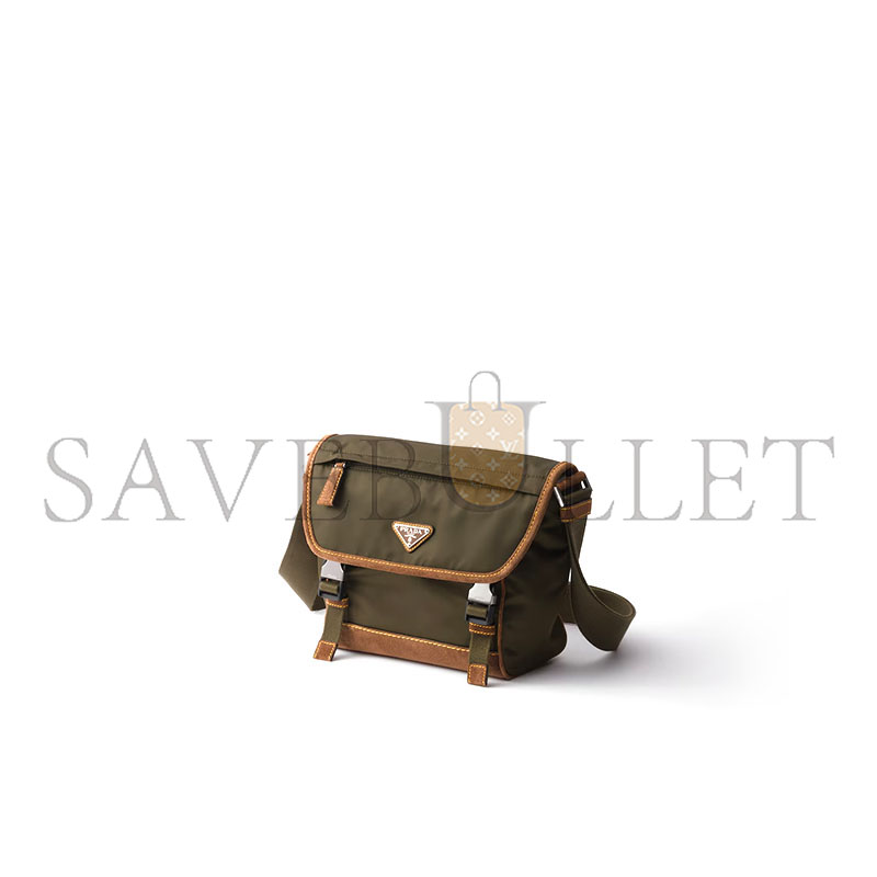PRADA MEDIUM RE-NYLON AND SUEDE SHOULDER BAG 2VD066 (20*19*10cm) PRADA MEDIUM RE-NYLON AND SUEDE SHOULDER BAG 2VD066 (20*19*10cm)